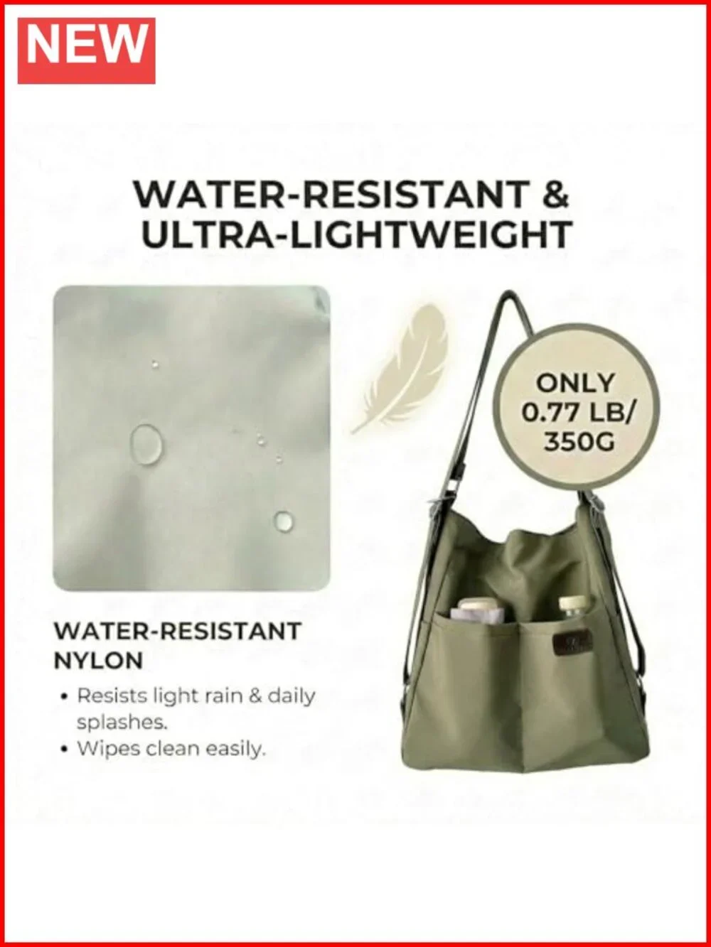Women's 3-Way Convertible Backpack Tote Crossbody, Water-Resistant Lightweight